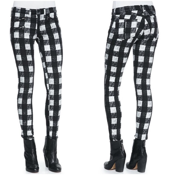 black and white checkered skinny jeans